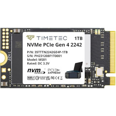 Timetec M.2 SSD NVMe PCIe Gen 4x4 iekšējais cietvielu disks (2242 1TB Gen4x4)