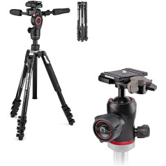 Manfrotto Befree 3-Way Live Advanced Travel VideoTripod Kit, Aluminium with Fluid Head for Camcorders and Compact Photo Fluid Ball Head 494 for Cameras, Photography Accessories for Content Creation