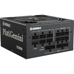 ENERMAX PlatiGemini ATX 3.1 un ATX12VO hibrīda barošanas bloks 1200W 80PLUS Platinum (pilnībā modulārs, 12V-2x6, 60% bez ventilatora), ieskaitot WireView GPU; EGN1200P