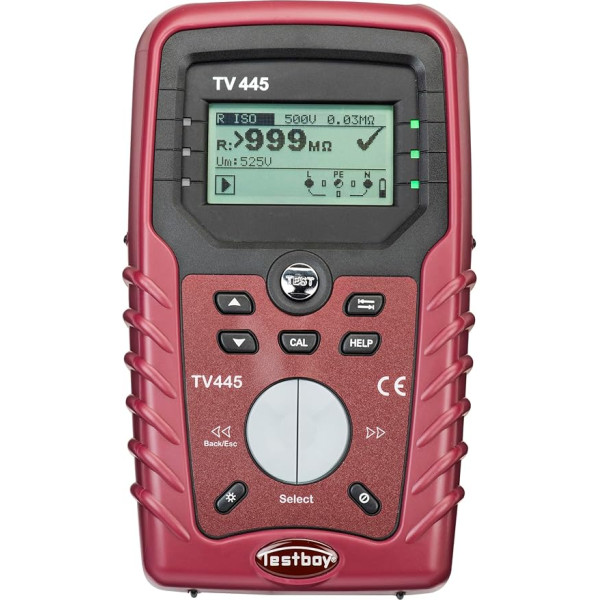 Testboy TV 445 Installationstester DIN VDE 0100-600 (specialios apsaugos priemonės, LCD mit Hintergrundbeleleuchtung, robuster Kunststoff mit integriertem Haftmagnet, Gut-/Schlecht-Aussage), Rot/Schwarz