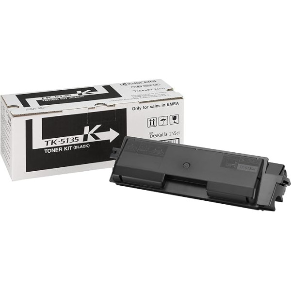 Kyocera TK-5135K Toneris Schwarz. Oriģināls Tonerkartusche 1T02PA0NL0. Toner Drucker kompatibel für TASKalfa 265ci, TASKalfa 266ci. Drucker Toner für bis zu 10000 Seiten