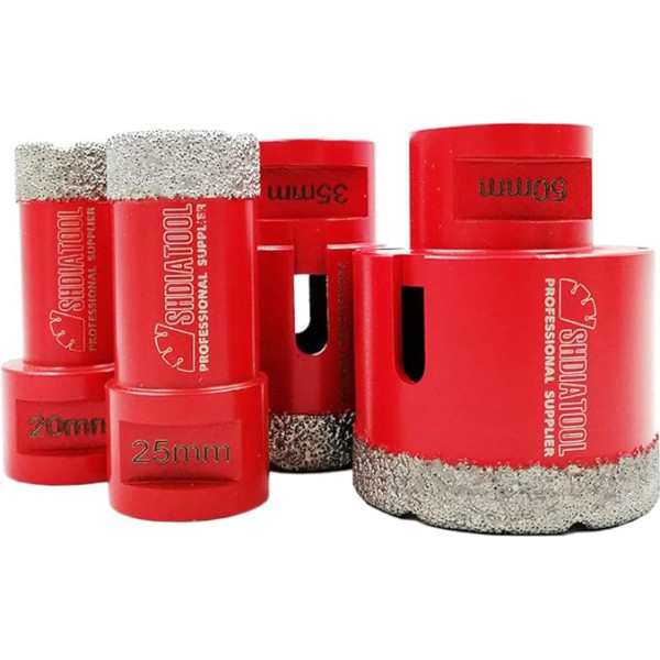 SHDIATOOL A Set Red Dry Diamond Drill Core Bit Diametrs Vakuumā lodēta urbšanas porcelāna flīžu granīta marmors