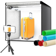 Photo Studio Set Photobox 60 x 60 x 60 cm, Sunowl Portable Photo Studio Light Tent with 126 LEDs Adjustable Light, Professional Light Box Photo Box with 6 PVC Backgrounds for Jewellery and Product