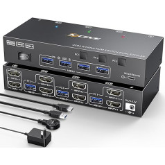 USB 3.0 HDMI KVM переключатель 3 ПК 2 монитора 4K @ 60 Гц 2K @ 144 Гц, имитация EDID, MLEEDA 3 ПК 2 монитора переключатель с 4 портами USB 3.0 для клавиатуры мыши, кабе