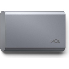 LaCie Mobile SSD Secure 1TB, 10 Gb/s USB 3.1 Type C, Rescue SED, kosmosa pelēks, ieskaitot glābšanas pakalpojumu (STKH1000800)