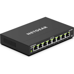 NETGEAR GS308E Pārvaldāms 8 portu gigabitu Ethernet LAN komutators Plus (Plug and Play tīkla komutators, pārvaldāms, IGMP Snooping, QoS, VLAN, bez ventilatora, izturīgs metāla korpuss), melns