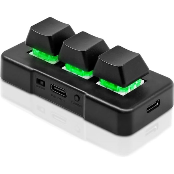 PCsensor 3 pogas Mini tastatūra 2.4G bezvadu 2-in-1 mehāniskā spēļu tastatūra Karstā taustiņa pielāgota programma ar RGB LED spēļu OSU biroja darbam