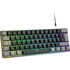 Rii mehāniskā tastatūra Bezvadu spēļu tastatūra Bluetooth ar RGB, Bluetooth tastatūra, spēļu tastatūra ar zilu slēdzi, trīs režīmu spēļu tastatūra ar QWERTZ (BT5.0 + 2.4GHz + kabelis)