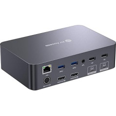 AV Access KVM komutatora doks 2 monitoriem 2 klēpjdatoriem, 4K KVM komutators diviem monitoriem, 2 USB-C MST porti, 60 W PD jebkuram datoram, 1G Ethernet, EDID emulācija, 2K@144Hz, 1080P@240Hz, ideāli piemērots mājas birojam un spēlēm