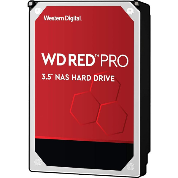 WD Red Pro iekšējais cietais disks 12 TB (3,5 collu, NAS cietais disks, 7200 apgr./min, 256 MB kešatmiņa, SATA 6 Gb/s, NASware tehnoloģija, paredzēts NAS sistēmām ar nepārtrauktu darbību, triecienizturīgs) Sarkans