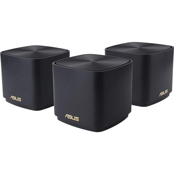 ASUS Ai Mesh AX-WLAN sistēma ZenWiFi XD4 Black (3-in-1 Mesh piekļuves punkta komplekts, AX1800 WiFi 6, 2x Gigabit LAN, App Control, nepārtraukta viesabonēšana, AiProtection)