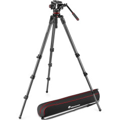 Manfrotto 504X Fluid Video Head ar 536 Carbon Monopod statīva un video galvas komplektu, kas izgatavots no augstākās kvalitātes oglekļa šķiedras un paredzēts DSLR digitālajām kamerām, ar somiņu, iztur līdz 12 kg