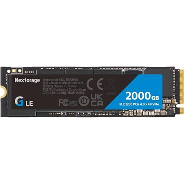 Nextorage 2TB NVMe PCIe Gen.4 M.2 iekšējais SSD (lasīšanas ātrums līdz 7300 MB/s, rakstīšanas ātrums līdz 6900 MB/s)