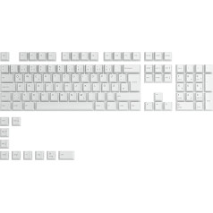 Glorious Gaming 115x GPBT-Keycaps - Cherry-Profil, īpaši izturīgs PBT materiāls, optisch EIN Blickfang, augsta kvalitāte, oriģinālshrift, Deutsch Layout - Arctic White