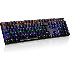 TEAM WOLF Teamwolf Teamwolf mehāniskā spēļu tastatūra RGB 105 UK Layout Full Keys Anti-Ghost Professional Keyboards (Blue Switches)