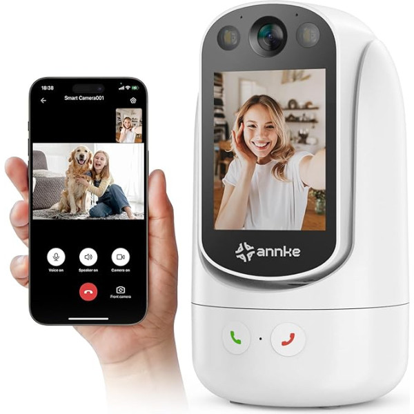 ANNKE Baby Monitor novērošanas kamera ar 2,8 collu ekrānu, iekštelpu drošības WiFi kamera mājoklim, 360 panorāmas un slīpēšanas, viena klikšķa zvans mājdzīvniekam/sunim/kaķim