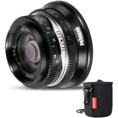 Pergear 25mm F1.7 liela atvēruma manuāls APS-C fiksēta fokusa garuma objektīvs ar FE stiprinājumu, kas saderīgs ar kameru NEX-7 a7CR a7C a7C a7CII a6700 a6400 a6600 a7III a7IV (melns)