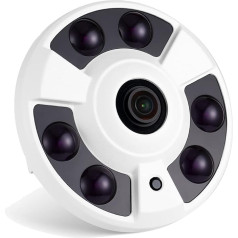 REVODATA HD 5MP Fisheye POE IP kamera, iekštelpu drošības kamera, 1,7 mm objektīvs, 180° skata leņķis, 6 LED masīvi, IR nakts redzamības kamera, P2P CCTV video POE IP novērošanas kamera H.265 (IF02-P-HS)