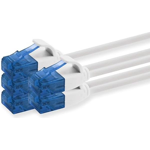 1aTTack.de 660486 Cat.6 Cat.6 kabelis Cat tīkla kabelis 10 m - Patch Cable Slim Cable (maza diametra - ļoti elastīgs) 1000 Mbit/s - Iepakojumā 5 gabali - Balts