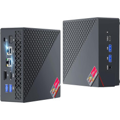 NiPoGi AM06 PRO Mini PC AMD Ryzen 7 5800U (8C/16T, līdz 4,4 GHz), 32 GB (2*16 GB) DDR4 512 GB M.2 NVME SSD Mini galddators WiFi 6, RJ45 Dual LAN, 4K Triple Display Mikrodators ar VESA stiprinājumu