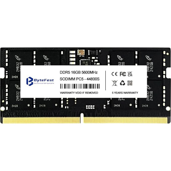 ByteFest DDR5 RAM 16GB 5600MHz PC5-44800 CL40 1.1V SODIMM On-DIE ECC 262-pin atmiņas modulis portatīvajiem datoriem/piezīmjdatoriem