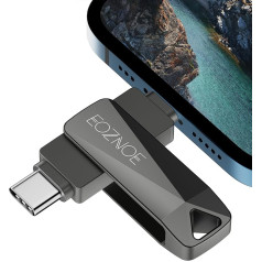 EOZNOE 256 GB USB Stick for Phone/Android Mobile Phone/Laptop/PC/Pad, USB 3.0 Flash Drive Memory Stick External Rotatable Metal for Storing More Photos and Videos