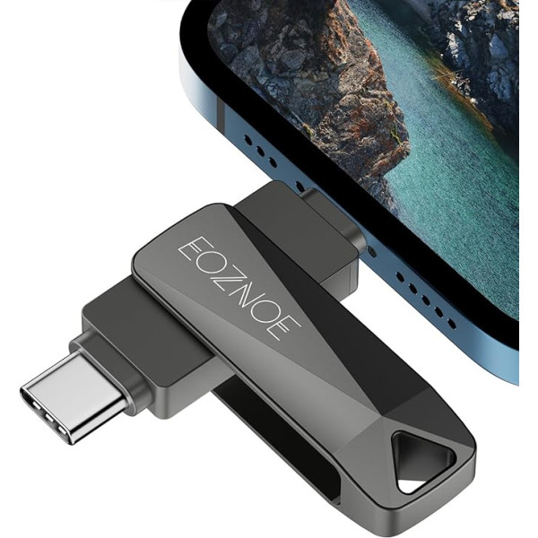 EOZNOE 256 GB USB zibatmiņas karte telefonam/ Android mobilajam tālrunim/nepratoram/personālajam datoram/papīram, USB 3.0 zibatmiņas disks, ārējā rotējošā metāla atmiņas karte, lai saglabātu vairāk fotoattēlu un videoklipu