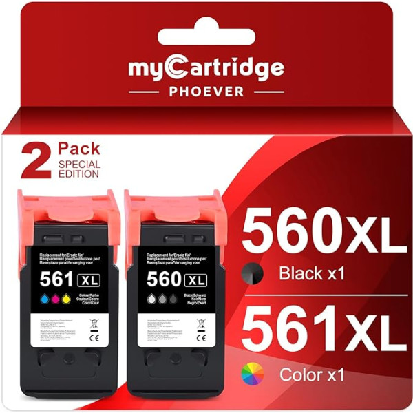 MYCARTRIDGE PHOEVER 560 561 kasetės XL PG-560XL CL-561XL daugiapakopė pakuotė, skirta pakeisti 