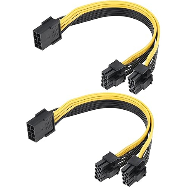 Mellbree 8 pin uz 8 pin dubultā barošanas kabelis grafiskajai kartei 2 Pack 8 pin uz 2 x 8 pin splitter melns apvalks, pīts PCI Express grafisko karšu savienotājs PC barošanas vads