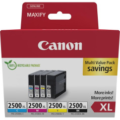 Canon PGI-2500 XL C M Y BK Vorteilspack 4 Tintenpatronen größere Reichweite XL (Schwarz XL, Cyan XL, Magenta XL, Gelb XL) Original [Umweltfreundliche Recycle-Kartonverpackung 2024]