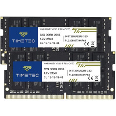 Timetec 64 GB komplekts (2 x 32 GB) DDR4 2666 MHz PC4-21300 Non-ECC Unbuffered 1.2 V CL19 2Rx8 Dual Rank 260 Pin SODIMM Laptop Notebook datoru operatīvās atmiņas moduļa atjaunināšana (64 GB komplekts (2 x 32 GB))