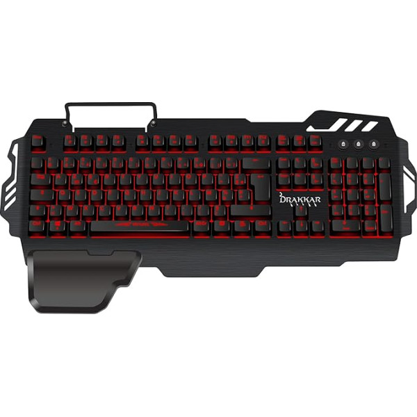 Konix Drakkar Clavier Gaming filaire semi-mécanique Bifrost AZERTY - 105 Touches - Rétroéclairage Rouge - Anti-ghosting