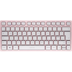 CHERRY KW 7100 MINI BT Kompakta daudzierīču tastatūra ar 3 Bluetooth kanāliem Lielbritānijas izkārtojums (QWERTY) Plakans dizains ar somiņu Cherry Blossom