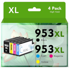 Timink 953XL saderīgas HP 953XL HP 953 tintes kasetnes HP Officejet Pro 7720 tintes kasetnes 7730 7740 8210 8710 8710 8715 8720 8725 8730 8740 printerim (4 iepakojumā)