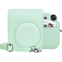 MUZIRI KINOKOO Camera Case Bag for Fuji NSTAX Mini 12 Instant Camera - PU Leather Protective Case with Adjustable Shoulder Strap, Green, Fuji Mini 12 Camera Case