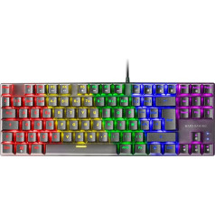 Mars Gaming MK80 Black, Mehāniskā spēļu tastatūra TKL FRGB, Antighosting, Switch Mechanical red, franču valoda