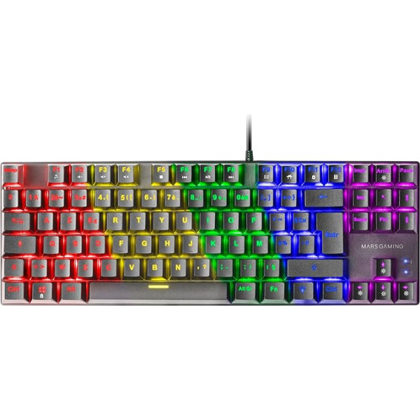 Mars Gaming MK80 Black, Mehāniskā spēļu tastatūra TKL FRGB, Antighosting, Switch Mechanical red, franču valoda