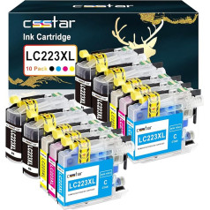 CSSTAR LC223XL kasetnes saderīgas ar LC223 printeru kasetnēm Brother LC223 XL priekš Brother MFC J5320DW DCP J4120DW DCP J562DW MFC J480DW J680DW J880DW J4420DW J4620DW J4625DW (10 gab.)