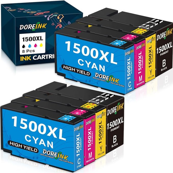 DOREINK 1500XL kasetnes saderīgas ar Canon PGI-1500 PGI-1500XL multipakas printeru kasetnēm Canon Maxify MB2750 MB2150 MB2050 MB2350 MB2300 MB2755 MB2000 MB2155 (melns ciāns, ciāns, magenta, dzeltens,