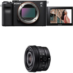 Sony Alpha 7C bezspoguļa bezspoguļa E-Mount pilna kadra digitālā kamera ILCE-7C (24,2 MP, 7,5 cm (3 collu) skārienjūtīgais displejs, reāllaika AF) Korpuss - melns + 24 mm f2,8 objektīvs