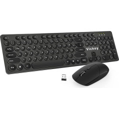 Bezvadu tastatūras un peles komplekts, De izkārtojuma bezvadu tastatūra ar peli, 2.4G, apaļš taustiņu vāciņu dizains Windows, datoram, galddatoram, personālajam datoram, piezīmjdatoram, klēpjdatoram