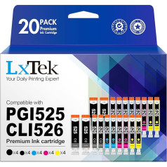 LxTek PGI-525 CLI-526 tintes kasetne PGI525 CLI526 printeru kasetnes saderīgas ar Canon 526 525 Canon MG5350 printeru kasetnēm priekš Canon PIXMA MG5150 MG5250 IP4850 IP4950 IX6550 MX885 (Iepakojumā ir