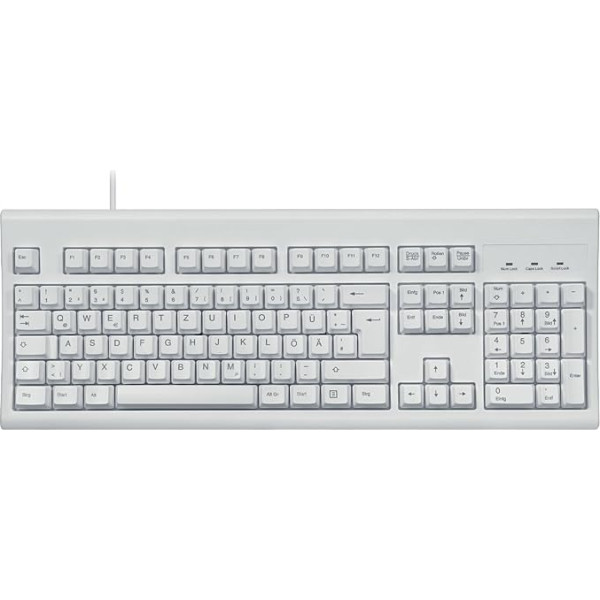 Perixx PERIBOARD-106 USB vadu tastatūra pilnā formātā ar ergonomisku dizainu, balta, vācu QWERTZ izkārtojums