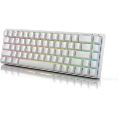 DURGOD Hades 68 mehāniskā spēļu tastatūra | 65% izkārtojums ANSI US - C tipa USB | Alumīnija korpuss | Double Shot PBT Cherry Profile (Gateron Silent Brown, balta)