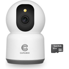 CAPANDIMARKET - WLAN-Überwachungskamera, 5 MP, 1920P QHD, Dualband 2,4 GHz und 5G, Vollfarb-Nachtsicht, Bewegungserkennung, Echtzeit-Benachrichtigung, 32 GB microSD, bidirektionales Audio, Weiß