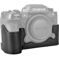 Fuji XH2S/X-H2S Case, MUZIRI KINOKOO Leather Bottom Compatible with Fujifilm XH2S/X-H2S Camera Half Body Protective Case, melns, dabīgā āda