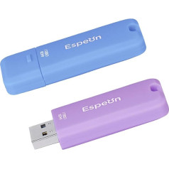 Espeon 2 Pack 64GB USB 3.1 USB Flash Drive Rubber Shell Protector Macaroon Light Blue Light Purple