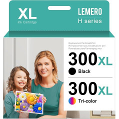 Lemero 300XL kasetnes, kas saderīgas ar HP 300 printeru kasetnēm, melnā krāsā, multipakete HP Deskjet F4580 F4280 F2440 D2530 D2680 Envy 110 114 Photosmart C4635 C4795 D110a