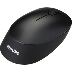 Philips SPK7407 bezvadu pele - 1200 DPI, 2,4 GHz + Bluetooth 3.0/5.0, zema trokšņa līmeņa klikšķināšanas pieredze ar 4 pogām, ergonomiska kreisās un labās rokas lietotājiem, melna