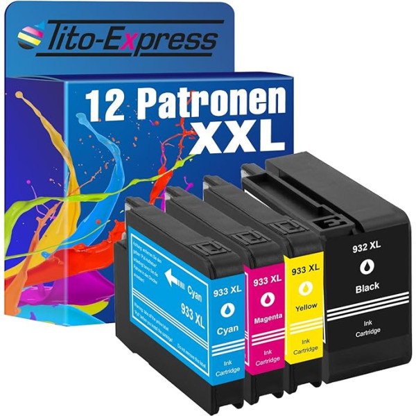 Tito-Express 12x Patrone XXL kompatibel mit HP 932 XL & 933 XL | Geeignet für HP OfficeJet 6700 Premium 7510 7612 7610 7110 WF 6600 7600 Series 6100 E 6600